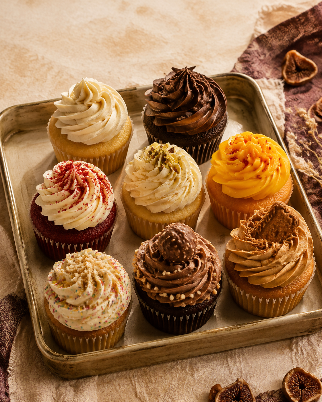 An elegant selection of cupcakes